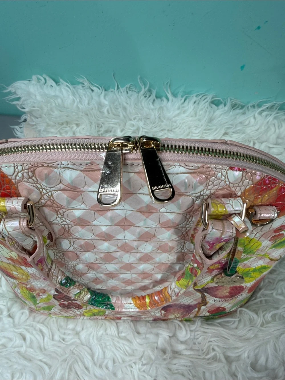 New Brahmin Georgina fruit Ombre salad Pink Floral Dome Satchel - Picture 14 of 17